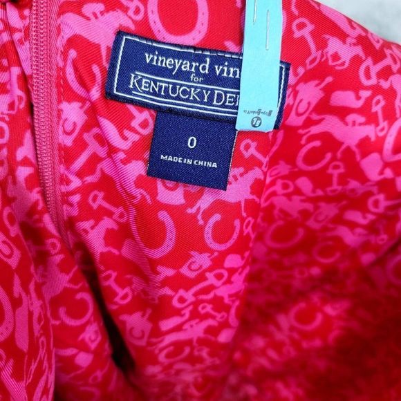 Vineyard Vines Kentucky Derby Womens 0 Hot Pink Fit and Flare Sleeveless Dress - Picture 8 of 9